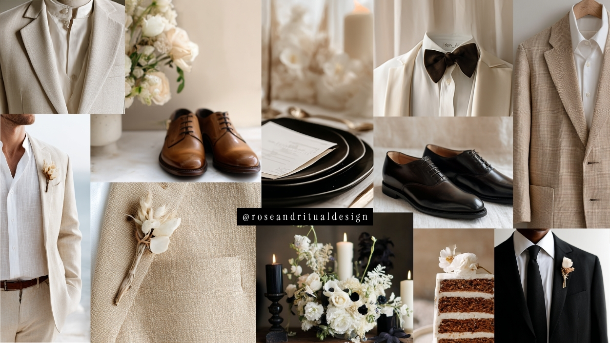 Wedding Colour Scheme: Black & White Minimalist Boho
