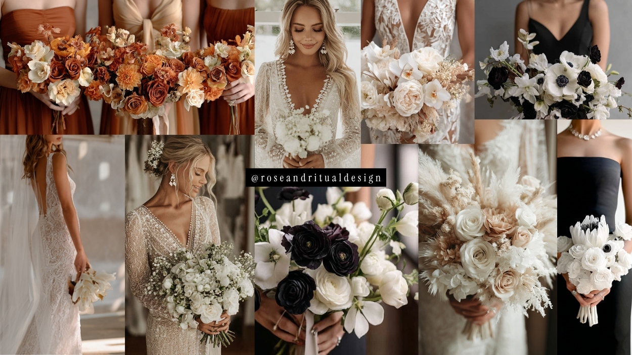 Wedding Colour Scheme: Black & White Minimalist Boho